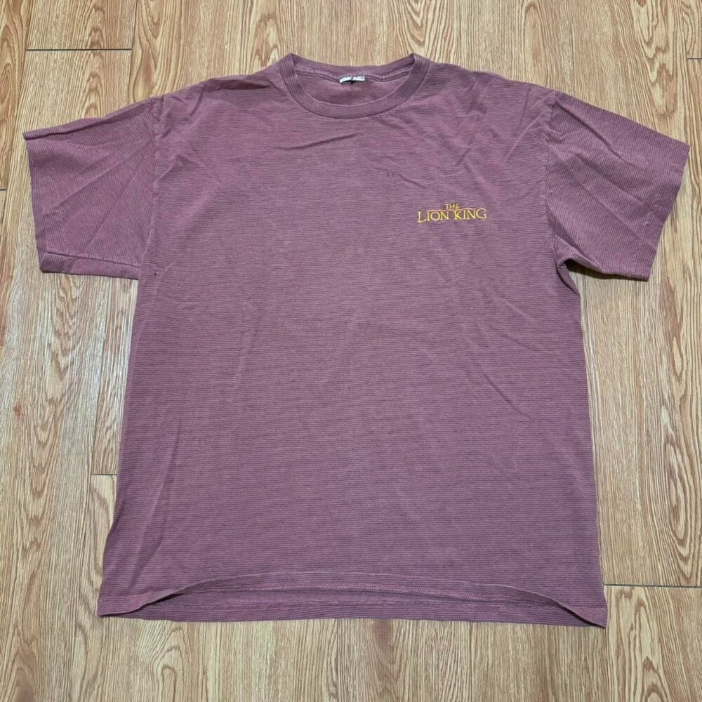 Vintage 90s Lion King Embroidered Striped Single Stitch Shirt‎